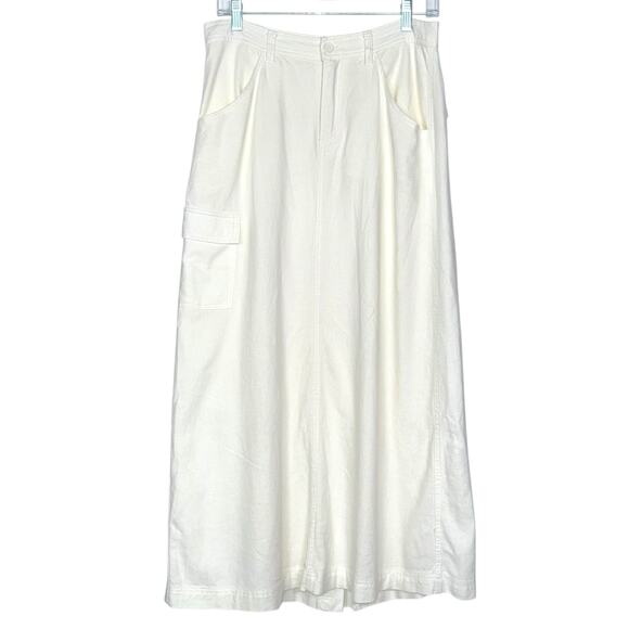 Brandy Melville Low Rise Linen Blend Maxi Skirt Cargo Sz Small Ivory White - Picture 1 of 9